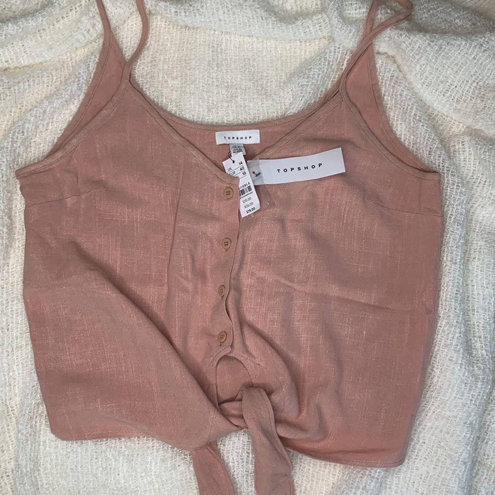 Topshop Loose Linen-Blend Halter - NWT